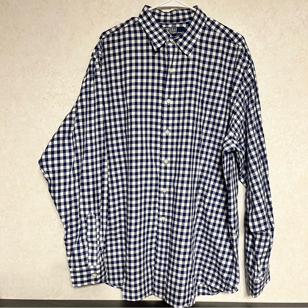 Ralph Lauren Navy and White‎ Plaid Shirt